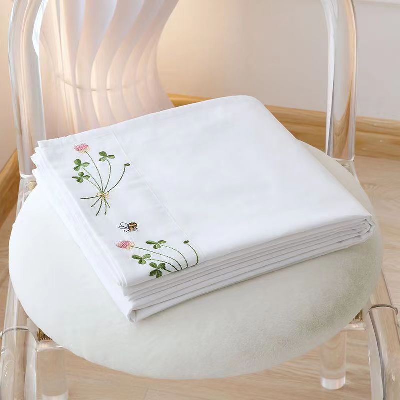 Luxury Home Textiles Usa - Puur Wit Beddengoed Laken Bloemen Borduurwerk