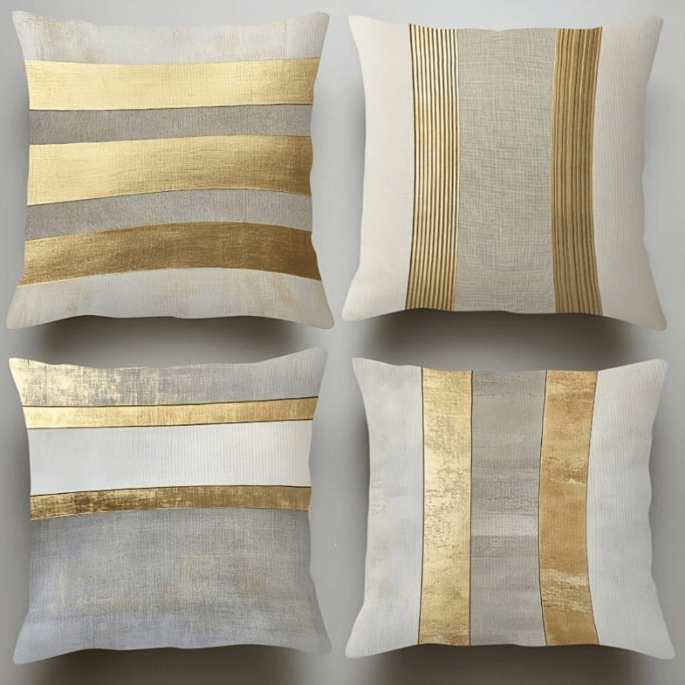 Luxury Home Textiles Usa - Glamoureuze gouden en neutraal gestreepte kussenslopen